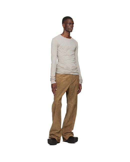 Rick Owens Natural Temple Geth Suede Pants for men