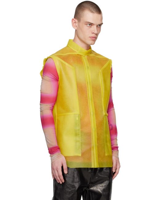 Blouson jaune en cuir à poches passepoilées Rick Owens pour homme en coloris Orange