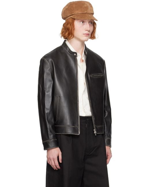 DUNST Black Racing Leather Jacket for men