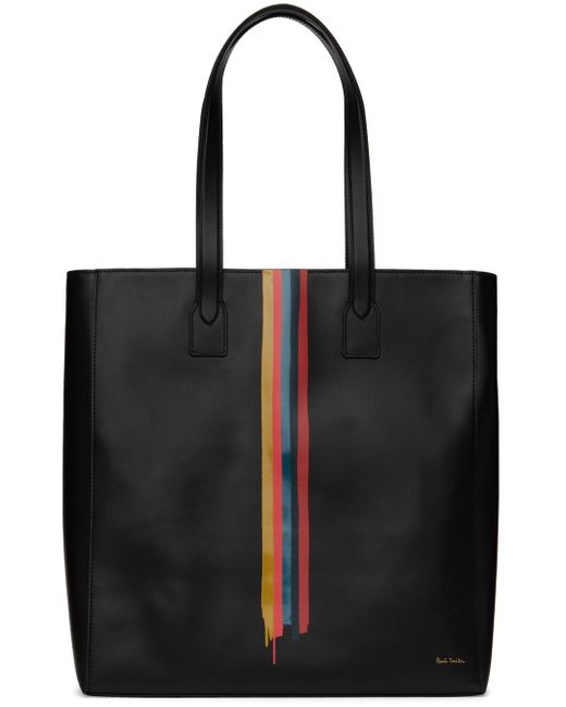 Paul Smith Black Painted Stripe Tote for men