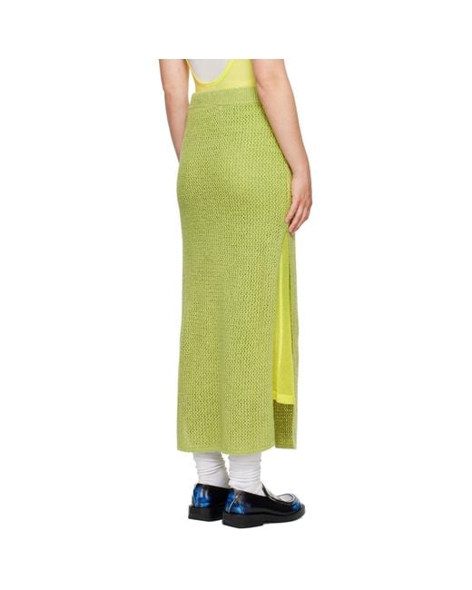The Elder Statesman Green Selerino Net Midi Skirt
