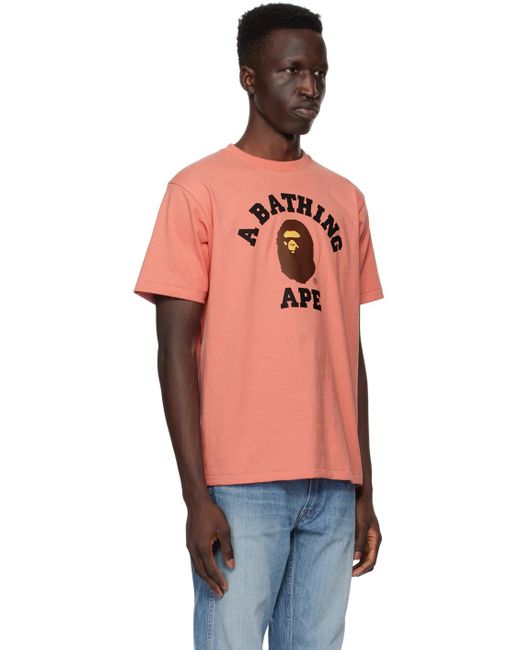 A Bathing Ape Orange College T-shirt for men