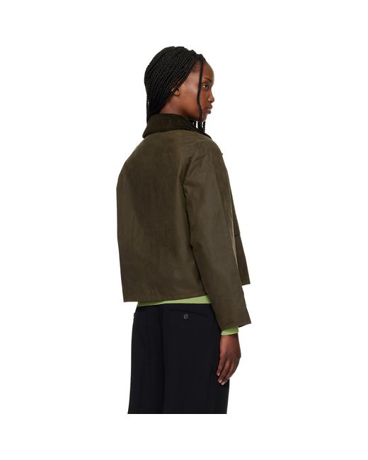 Barbour Black Khaki Spey Slim Waxed Jacket