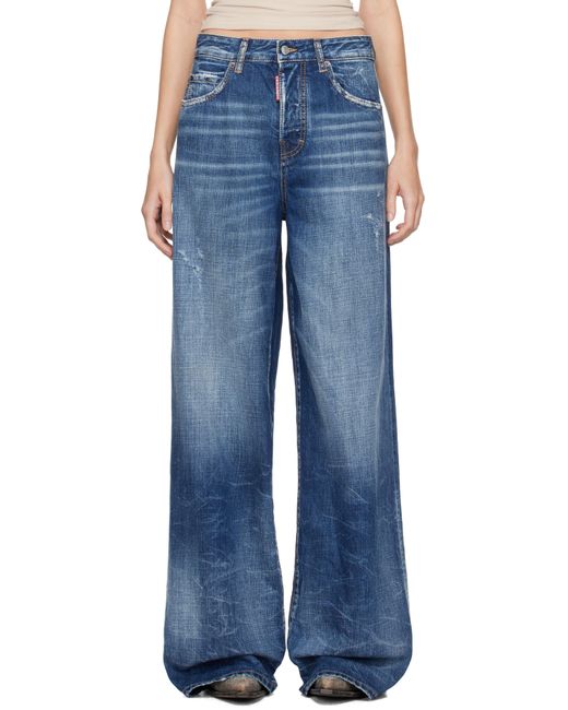DSquared² Blue Medium Reflective Lake Wash Traveller Jeans