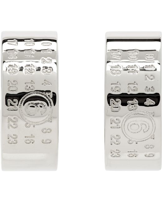 MM6 by Maison Margiela White Numeric Minimal Signature Hoop Earrings