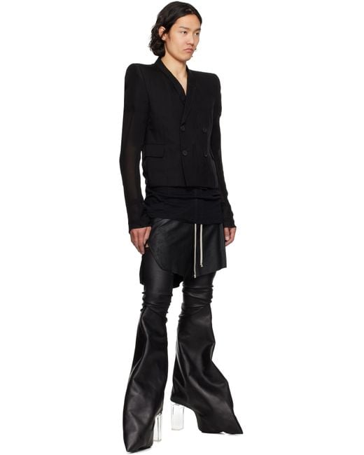 【RICK OWENS】ブラック Hollywood Taco Kiss サイハイブーツ Black Hollywood Taco Kiss Tall Boots by Rick Owens on Sale