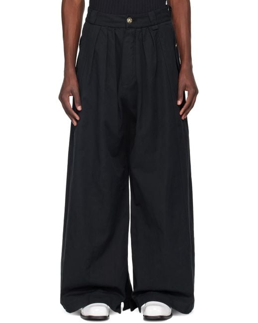 Willy Chavarria Black Wide-Leg Trousers for men
