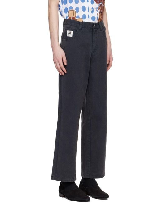 Bode Black Knolly Brook Trousers for men