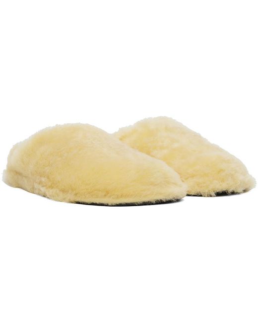 Jil Sander Black Off-white Shearling Slippers