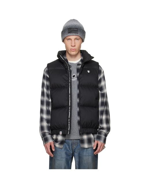 Aape By A Bathing Ape Black 'Aapenow' Moonface Down Vest for men