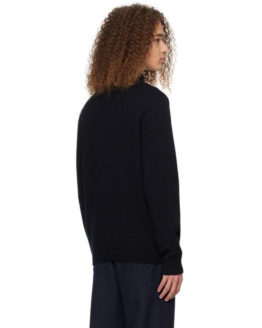 Sunspel Black Half-zip Sweater for men