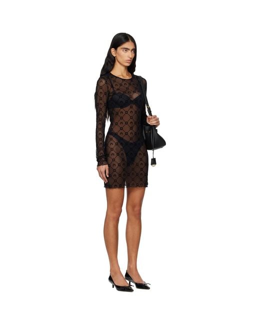 MARINE SERRE Black Moonogram Mesh Flock Minidress