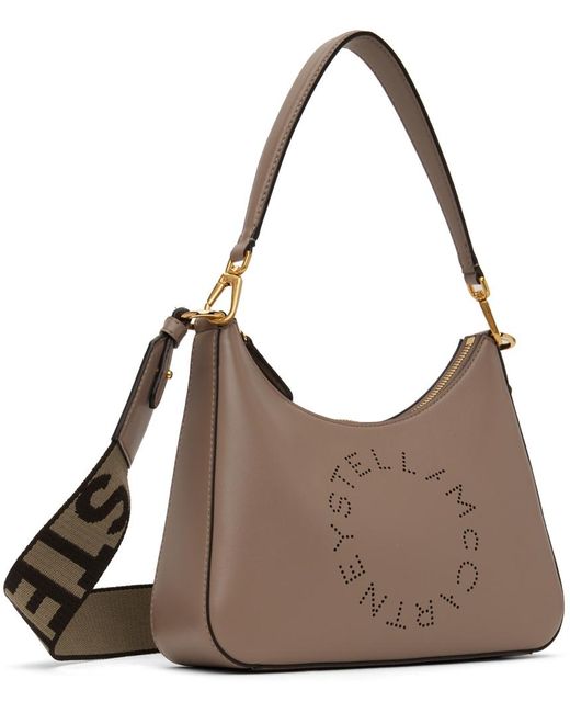 Petit sac à bandoulière taupe à logo perforé Stella McCartney en coloris Brown