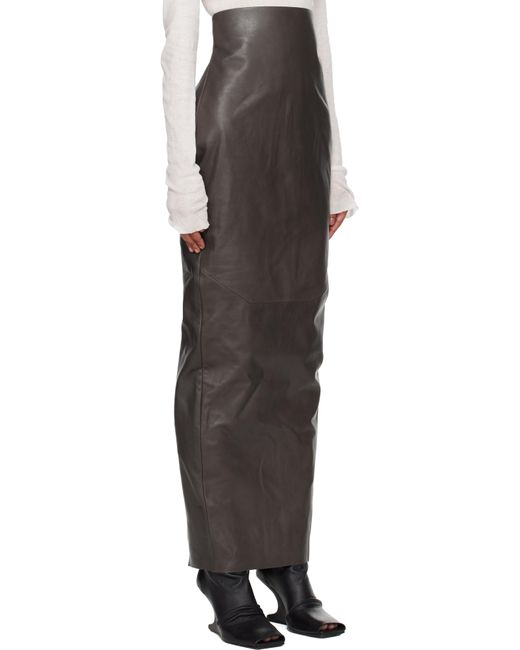 Rick Owens グレー Concordians Dirt Pillar レザー マキシスカート Black