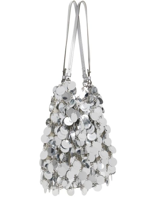 Rabanne White Large Sparkle Disc Tote