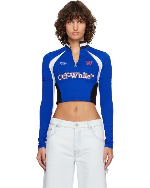 Off-White c/o Virgil Abloh Blue Tech Jersey Serena Long Sleeve Top