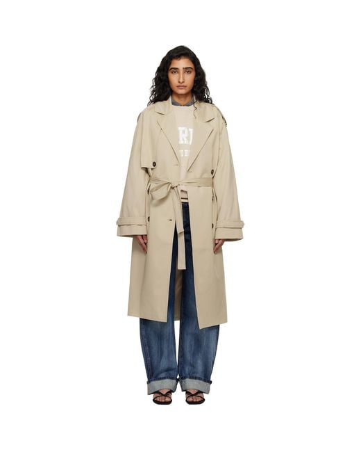 Anine Bing Blue Taupe Rickie Maxi Trench Coat