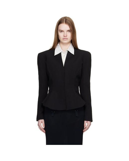 Mugler Black Flared Wool Jacket