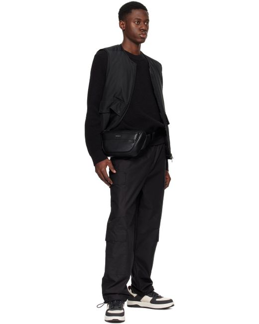 Sac-ceinture noir en cuir synthétique à ferrure à logo et à perforations HUGO pour homme en coloris Black