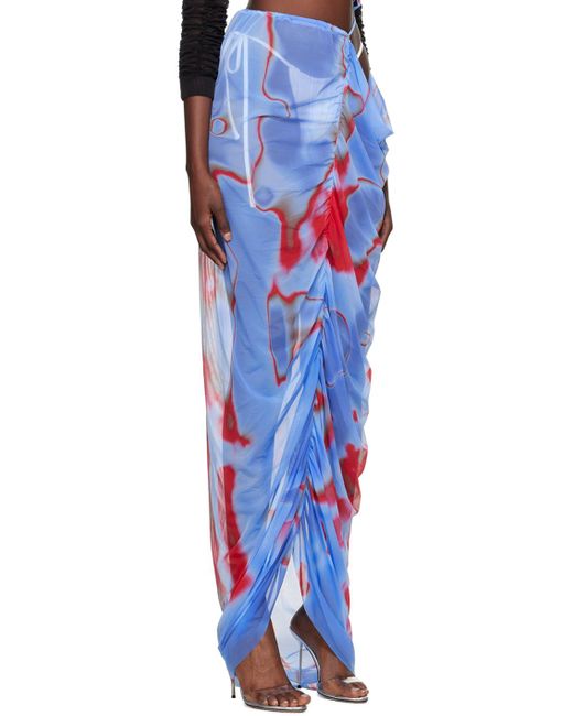 ESTER MANAS Blue Ruched Maxi Skirt