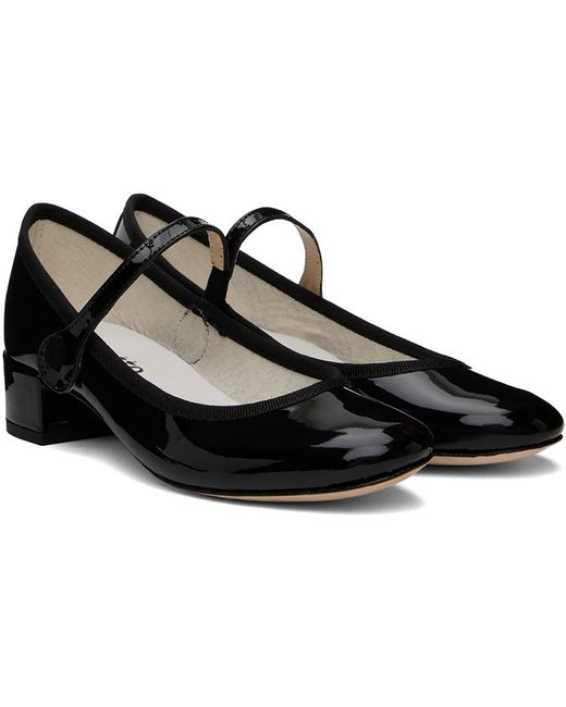 Repetto Black Rose Mary Jane Heels