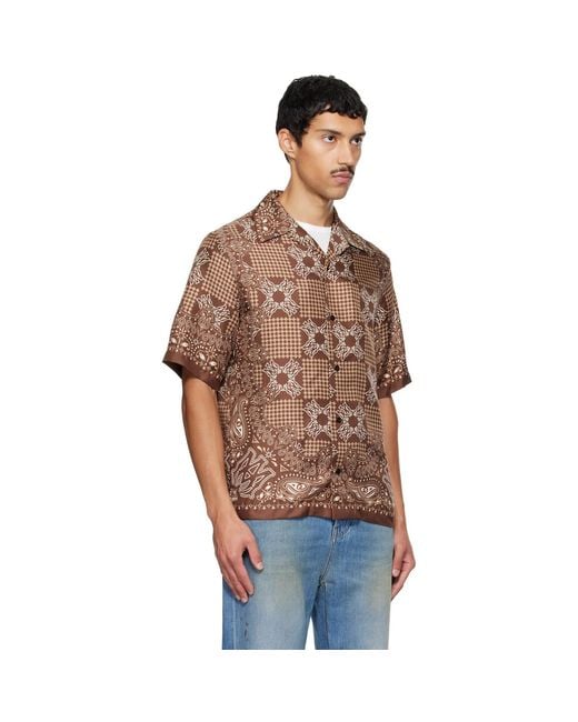 Amiri Brown Ma Check Camp Shirt for men