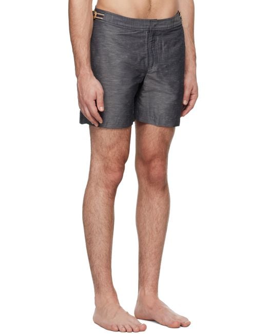 Orlebar Brown Blue Bulldog Linen Swim Shorts for men