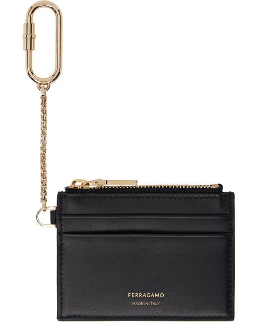 Ferragamo ブラック キーチェーン カードケース Black