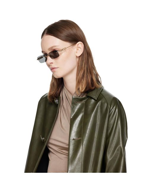 Gucci Gray Rectangular Frame Sunglasses