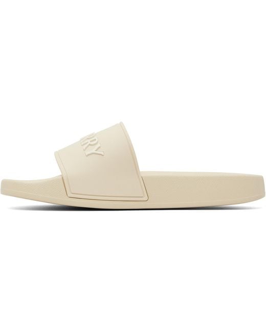 Burberry White Off- Logo Slides