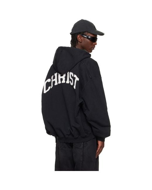 Vetements Black 'Jesus Christ' Zip-Up Hoodie for men
