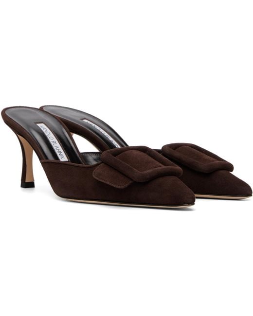 Manolo Blahnik Brown Maysale 70 Heels