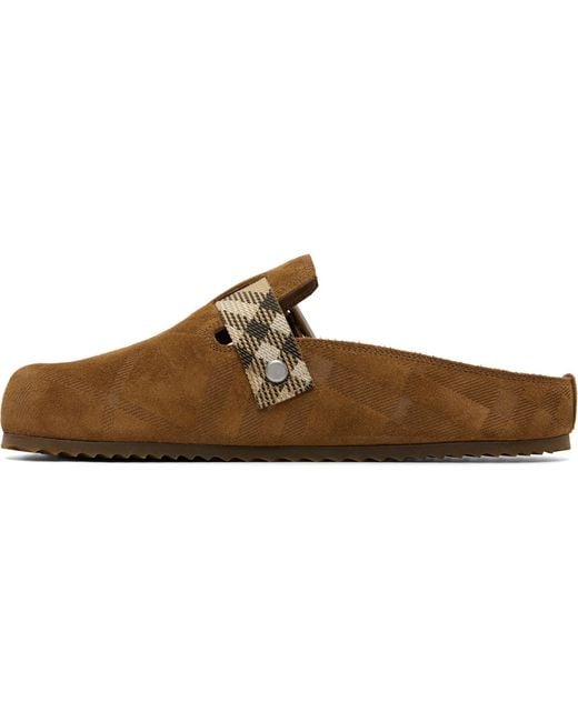 Burberry Brown Tan Check Suede Urchin Loafers