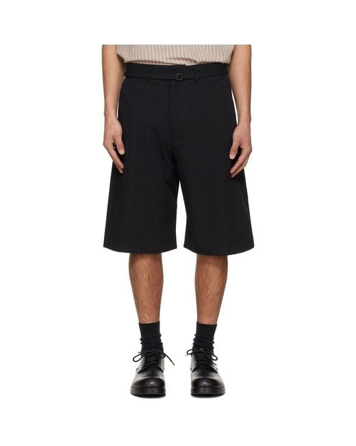 LE17SEPTEMBRE Black Belted Curved Shorts for men