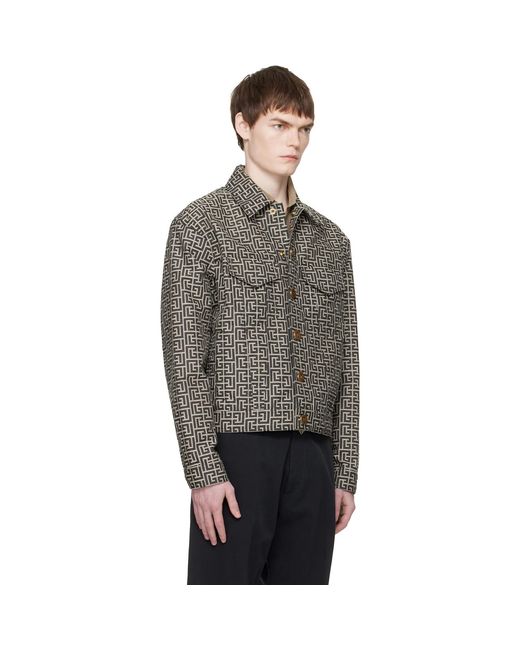 Balmain Black Monogram Jacquard Jacket for men