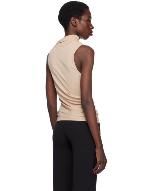 Courreges ベージュ ドレープ ジャージ トップス Black