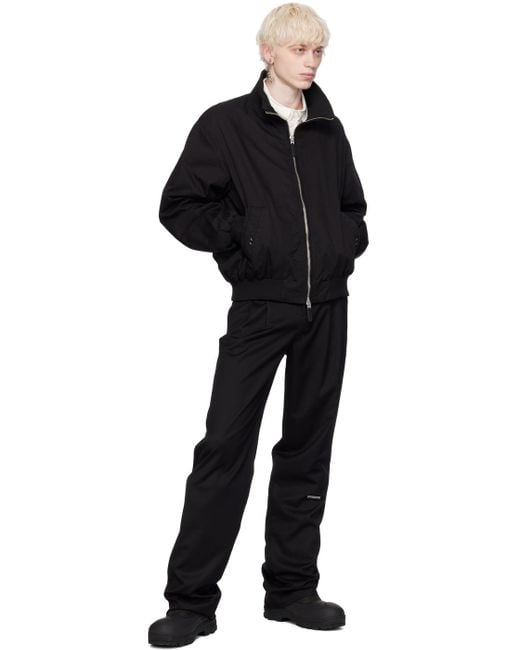 C2H4 Black Trailblazer Pleated Turn-up Tailor Trousers for men
