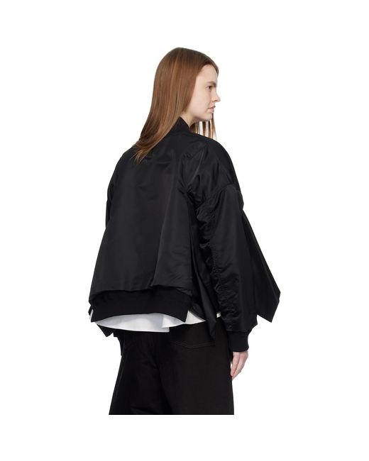 Sacai Black Nylon Twill Bomber Jacket