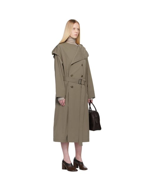 Y's Yohji Yamamoto Black Taupe Collarless Trench Coat