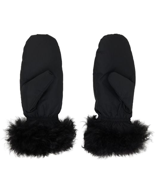 Yves Salomon Black Trim Mittens