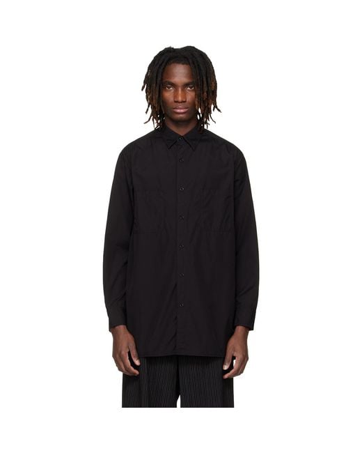 Yohji Yamamoto Black Big Standard Chain Stitch Shirt for men