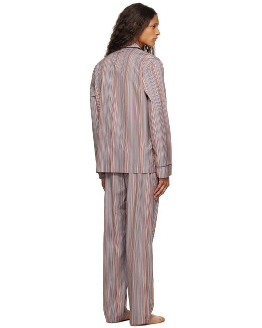 Paul Smith Black Multicolor Signature Stripe Pyjama Set for men