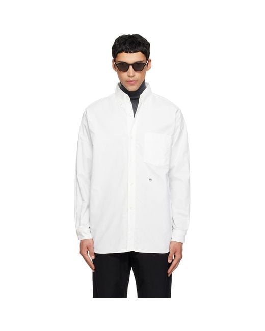 Nanamica White Off- Button Down Wind Shirt for men