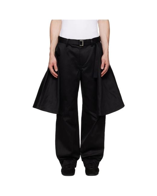 Sacai Black Cotton Chino Trousers for men