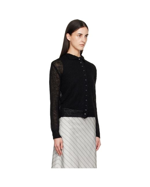 TONYWACK Black Mohair Half-Neck Cardigan