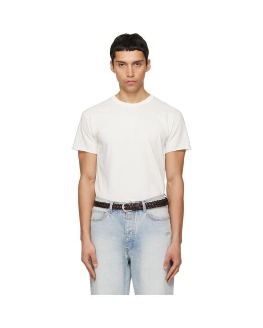 TONYWACK White Off- Garment Dyed Raw Edge T-Shirt for men