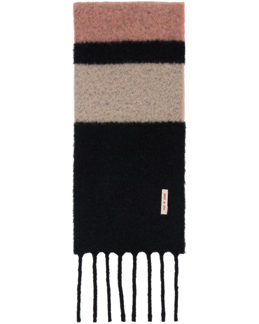 Marni Black & Pink Striped Alpaca Scarf for men