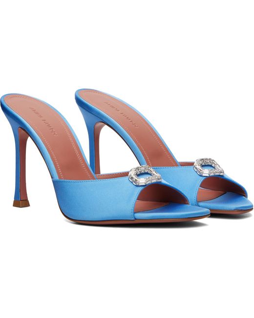 AMINA MUADDI Blue Mini Camelia Slipper 95 Heeled Sandals