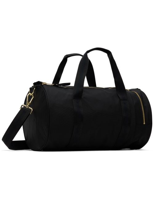 Fred Perry Black Textured Nylon Barrel Duffle Bag for men