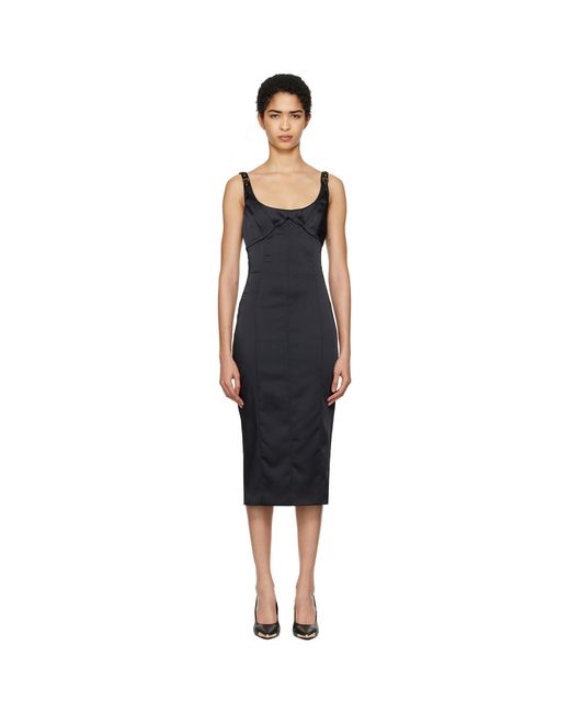 Versace Jeans Couture Black Satin Midi Dress